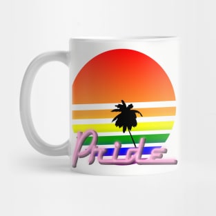 Pride in Neon: Rainbow and Palm Tree Mug